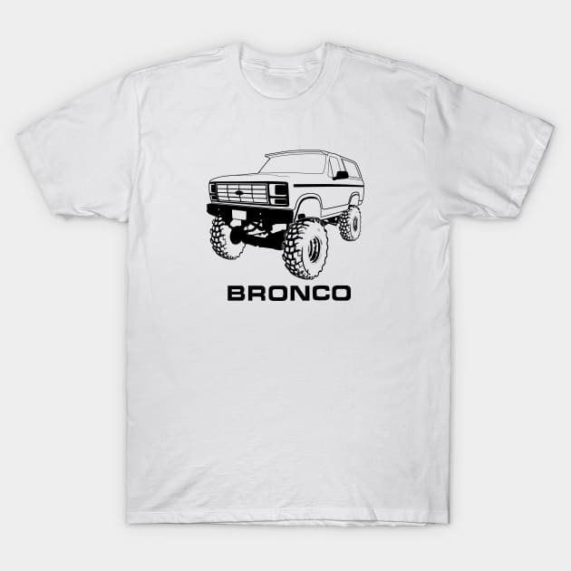 1980-1986 Ford Bronco Lifted Black Print T-Shirt by The OBS Apparel